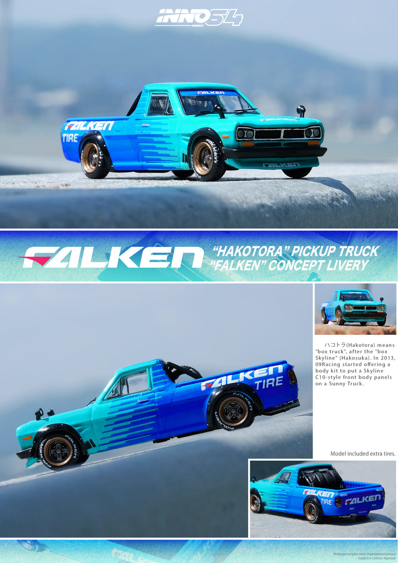 INNO Models 1:64 Nissan Sunny Hakotora Pickup Falken Edition