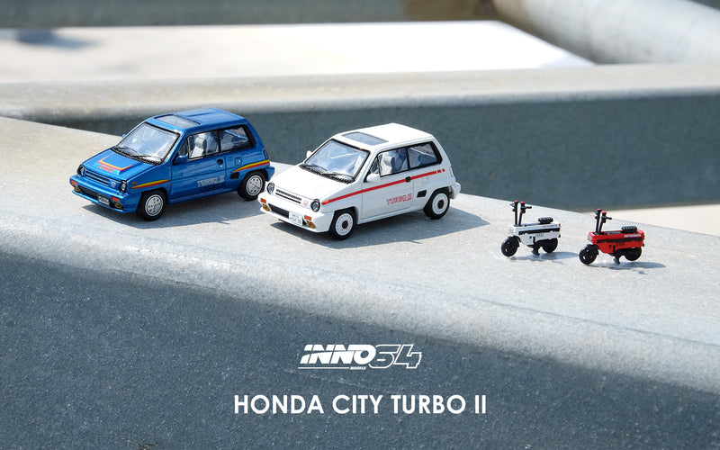 INNO Models 1:64 Honda City Turbo II with Honda Motocompo in Blue