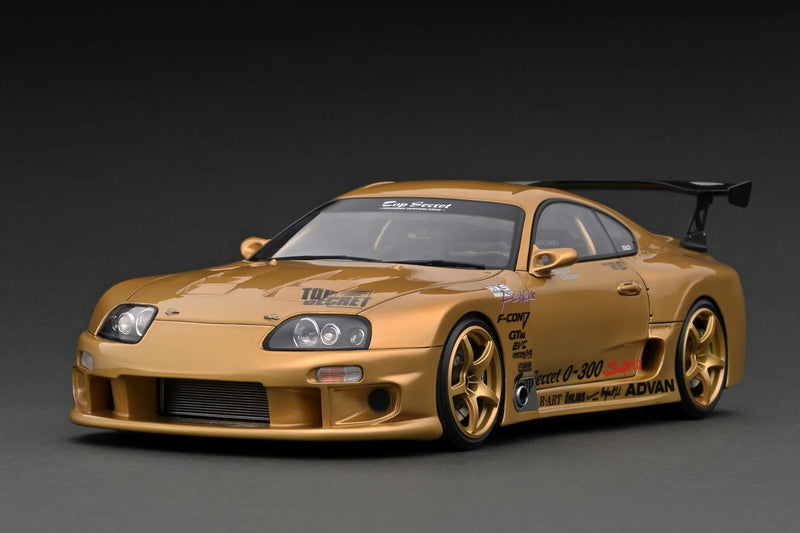 Ignition Model 1:18 Toyota Supra (JZA80) TOP SECRET "GT-300" in Gold with Smokey Nagata Figure