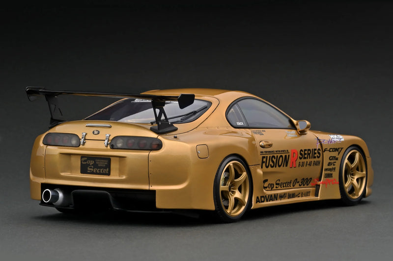 Ignition Model 1:18 Toyota Supra (JZA80) TOP SECRET "GT-300" in Gold with Smokey Nagata Figure
