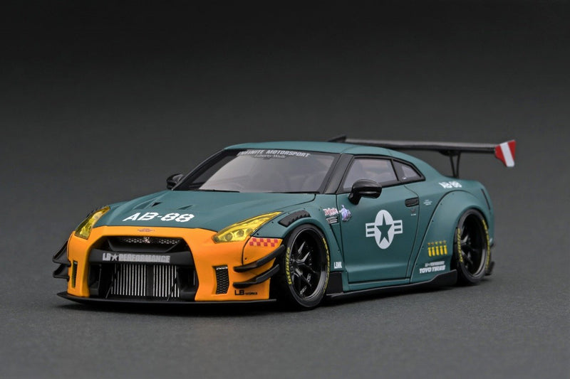 Ignition Model 1:43 Nissan GT-R (R35) LB-WORKS Type 2 in Matte Green with Engine Display