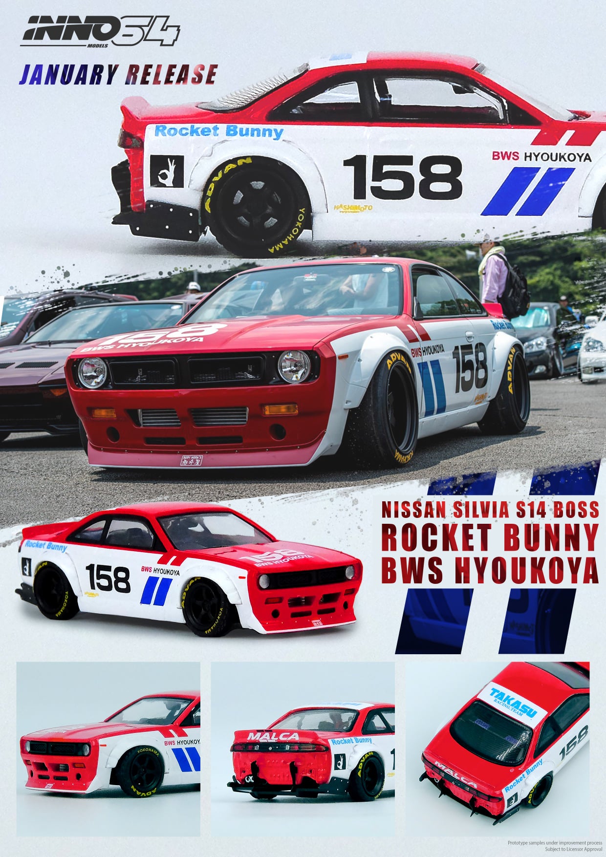INNO Models 1:64 Nissan Silvia S14 Rocket Bunny Boss Aero