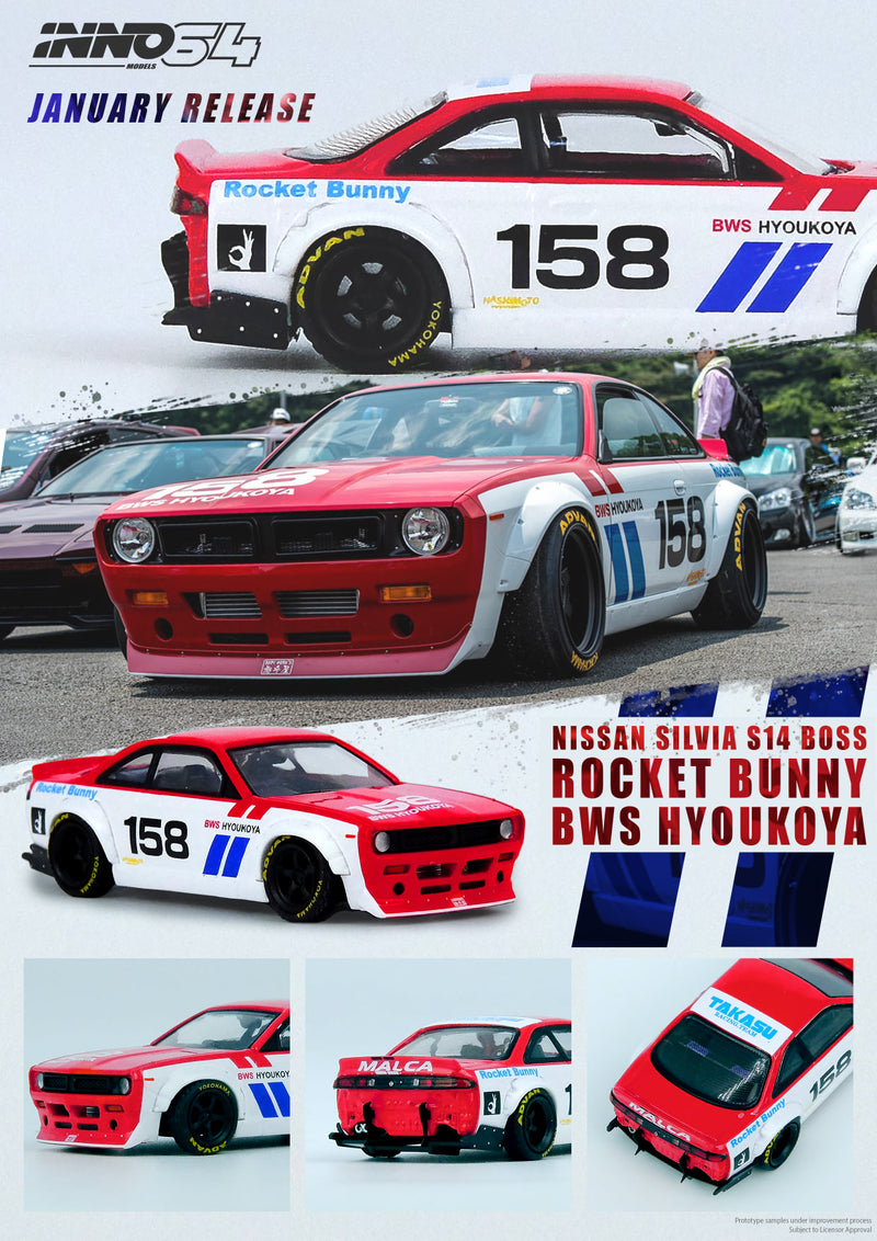 INNO Models 1:64 Nissan Silvia S14 Rocket Bunny Boss Aero BWS Hyoukoya