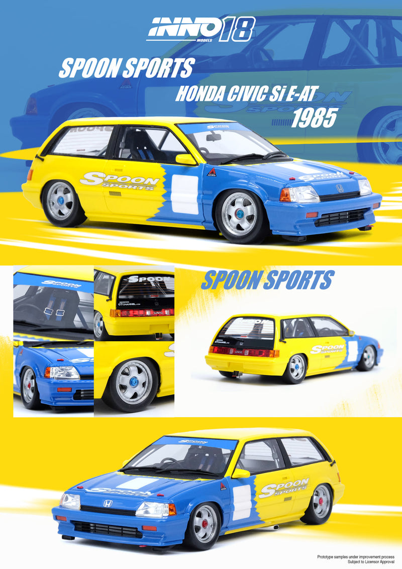 INNO Models 1:18 Honda Civic Si E-AT Gr.A Tuned by "SPOON SPORTS" 1985