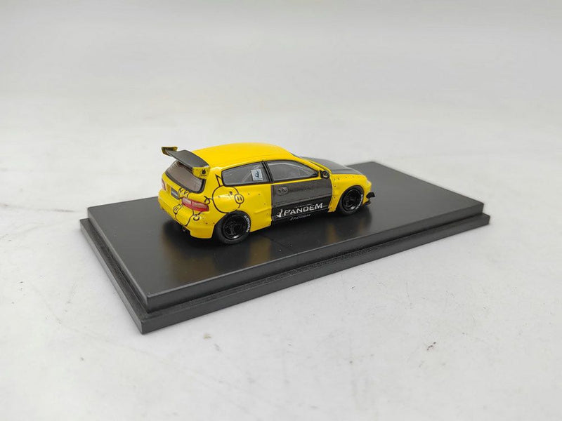 One Model 1:64 Honda Civic EG6 Rocket Bunny in Yellow / Carbon