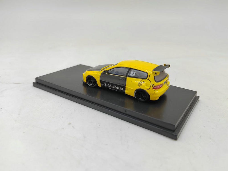One Model 1:64 Honda Civic EG6 Rocket Bunny in Yellow / Carbon