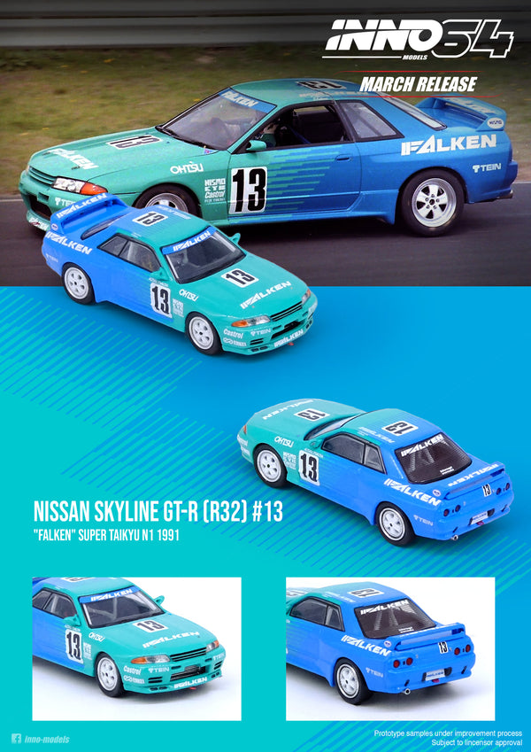INNO64 1:64 Nissan Skyline GT-R R32 #13 "Falken" Super Taikyu N1 1991