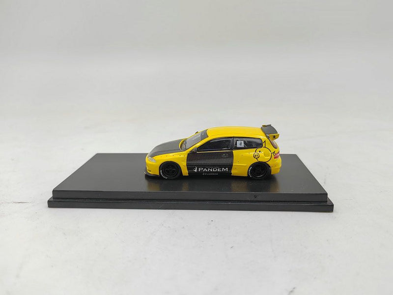 One Model 1:64 Honda Civic EG6 Rocket Bunny in Yellow / Carbon