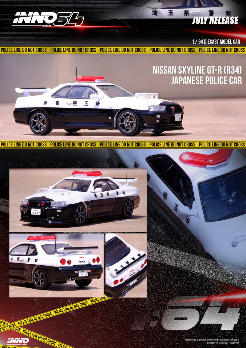 INNO64 1:64 Nissan Skyline GT-R (R34) Japanese Police Car