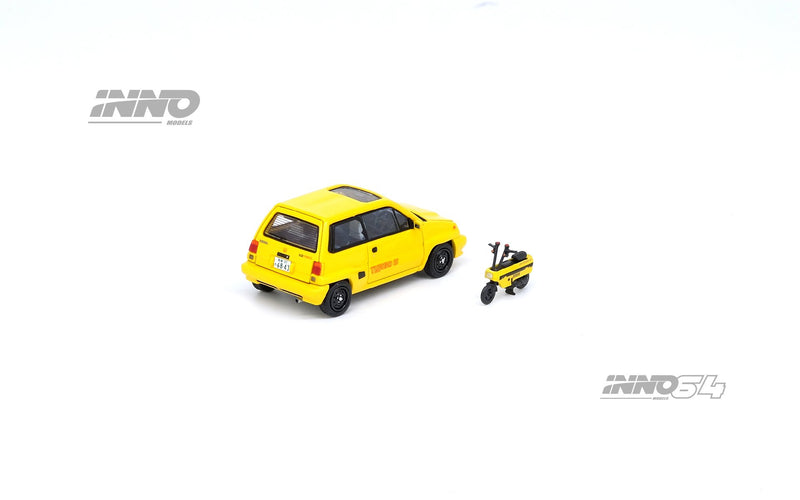 INNO64 1:64 Honda City Turbo II in Yellow with Motocompo