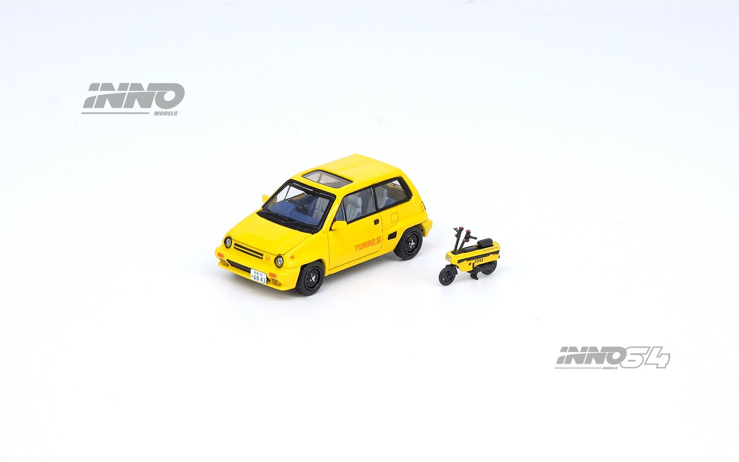 INNO64 1:64 Honda City Turbo II in Yellow with Motocompo