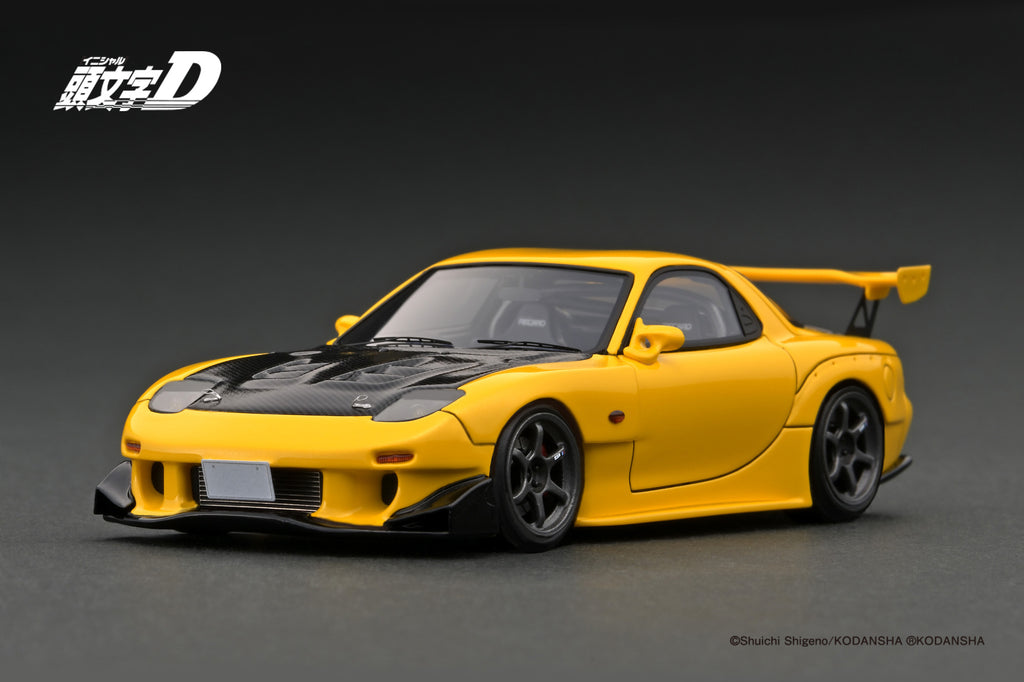 Ignition Model 1:43 Mazda RX-7 (FD3S) Initial D in Yellow with Mr. Kei