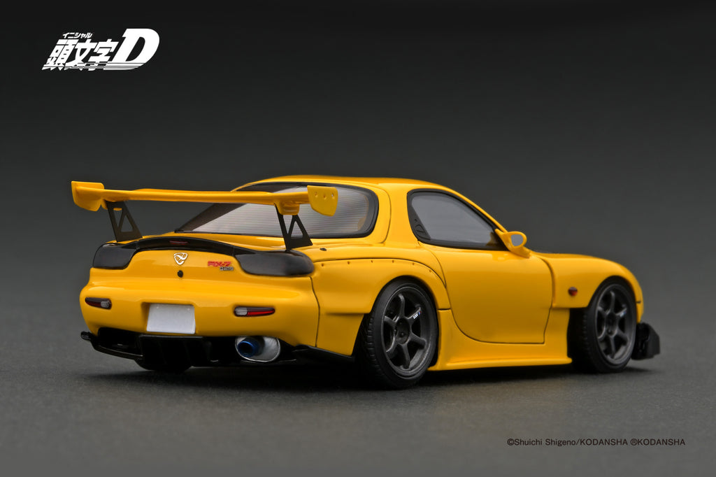 Ignition Model 1:43 Mazda RX-7 (FD3S) Initial D in Yellow with Mr. Kei