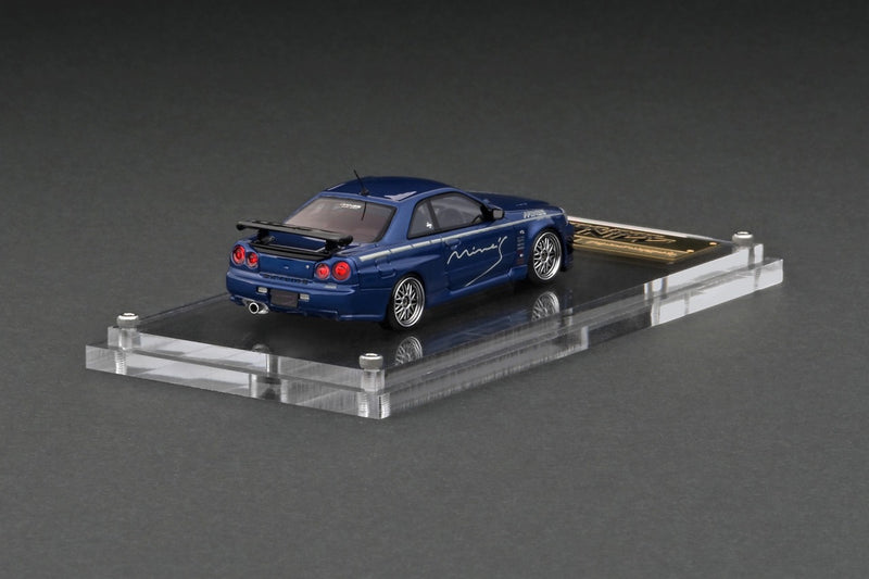Ignition Model 1:64 Nissan Skyline GT-R (R34) Mine's in Blue Metallic
