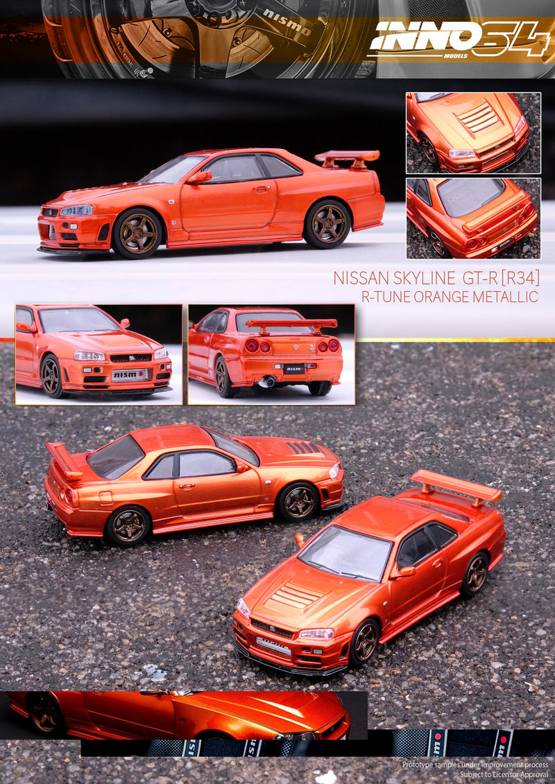 INNO64 1:64 Nissan Skyline GTR (R34) R-Tune in Orange Metallic