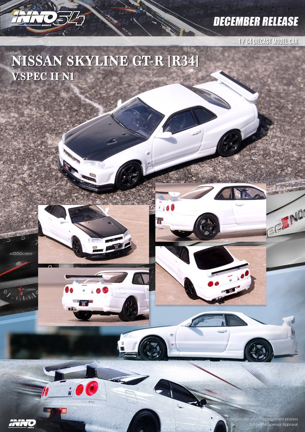 INNO64 1:64 Nissan Skyline GTR (R34) V-Spec II N1 in White