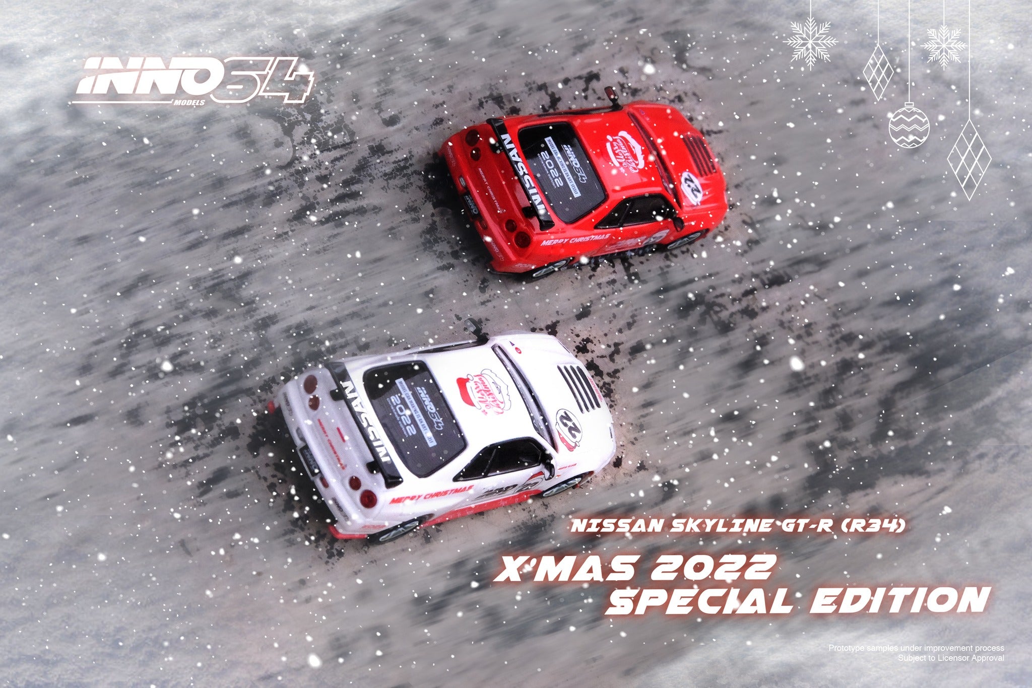INNO64 NISSAN R34 クリスマスエディション2022 INNO64 1:64 Nissan Skyline GT-R (R34) R-Tune 2022 X'Mas 2022