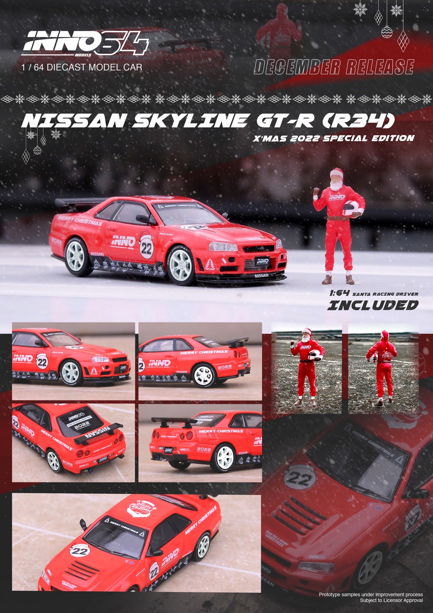 INNO64 1:64 Nissan Skyline GT-R (R34) R-Tune 2022 X'Mas 2022