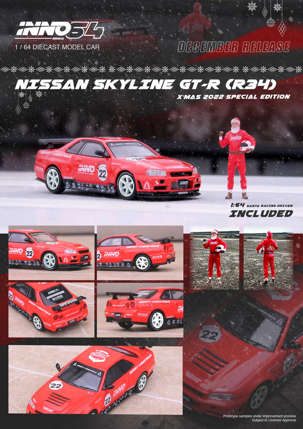 INNO64 1:64 Nissan Skyline GT-R (R34) R-Tune 2022 X'Mas 2022 Special Edition
