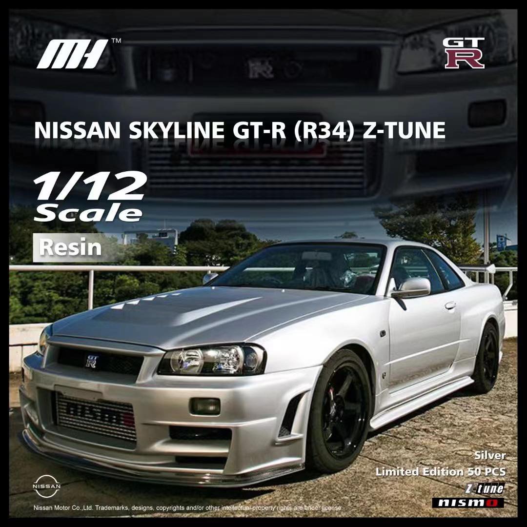 MotorHelix 1:12 Nissan Skyline GT-R (R34) Z-Tune in Silver – Model