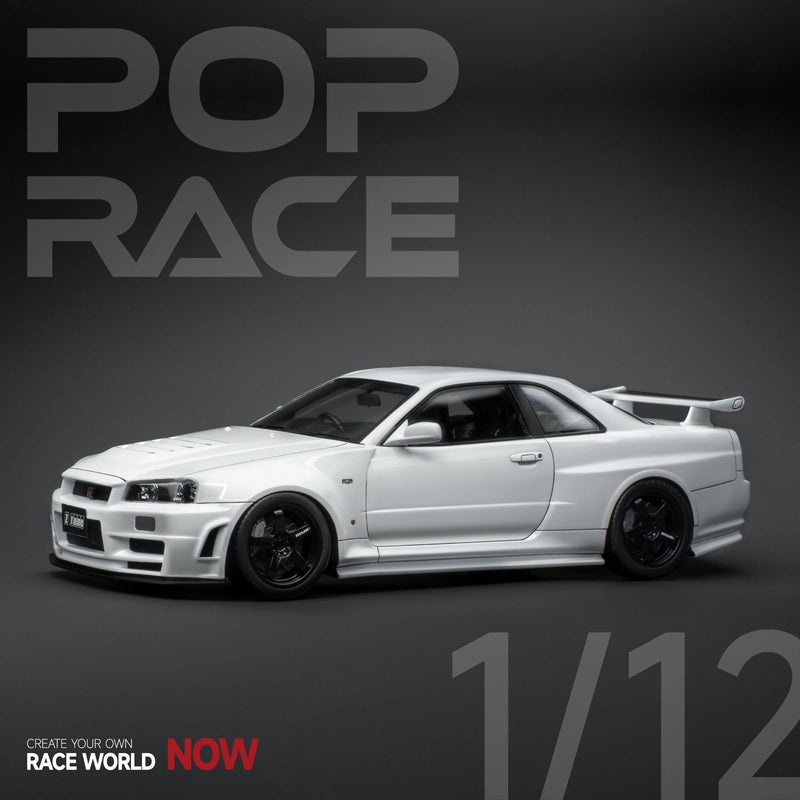 *PREORDER* Pop Race 1/12 Nissan Skyline (BNR34) in White with Engine Display