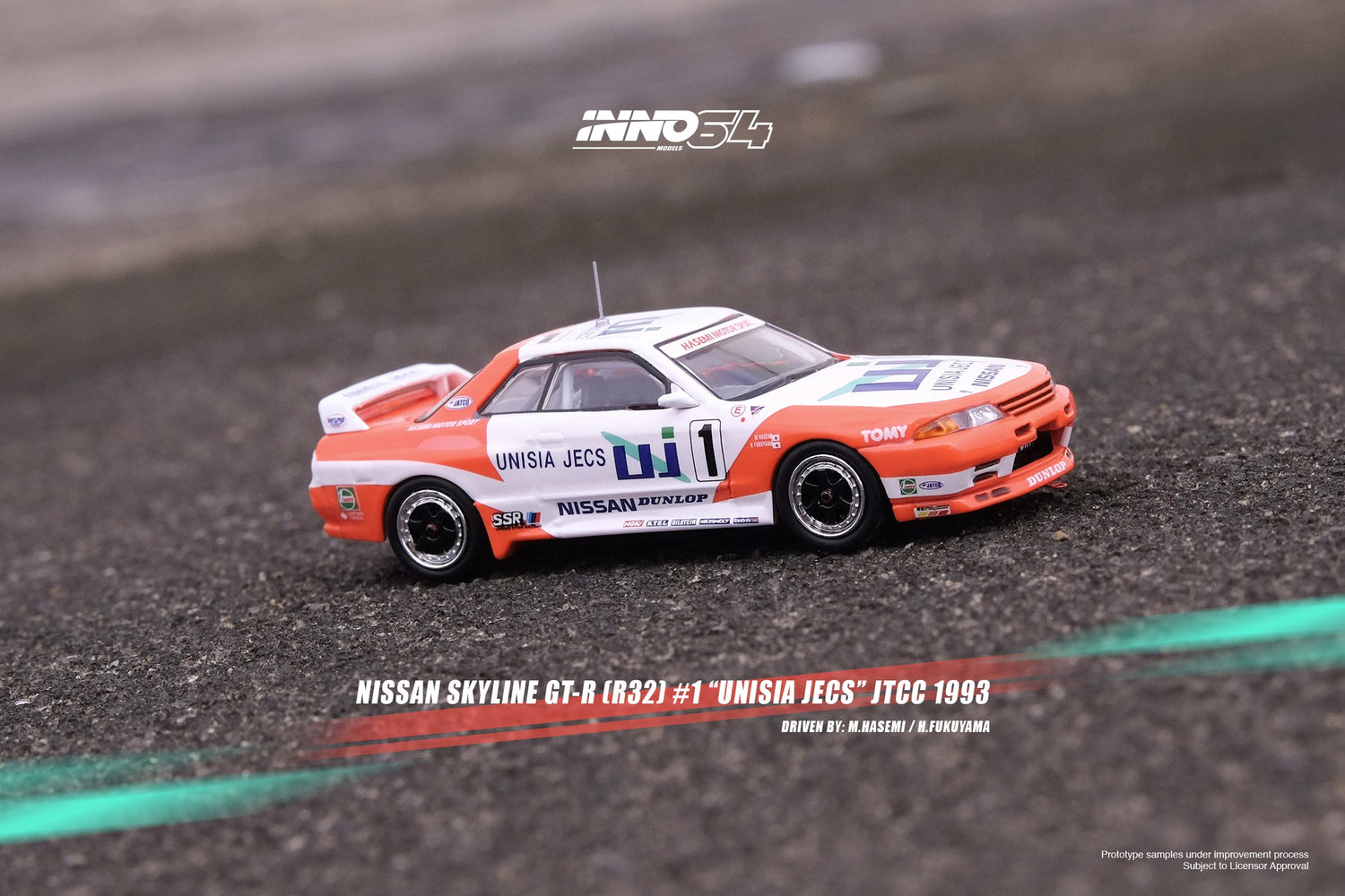 INNO64 1:64 Nissan Skyline GT-R (R32) #1 "UNISIA JECS" JTCC 1993 M. Hasemi / H. Fukuyama