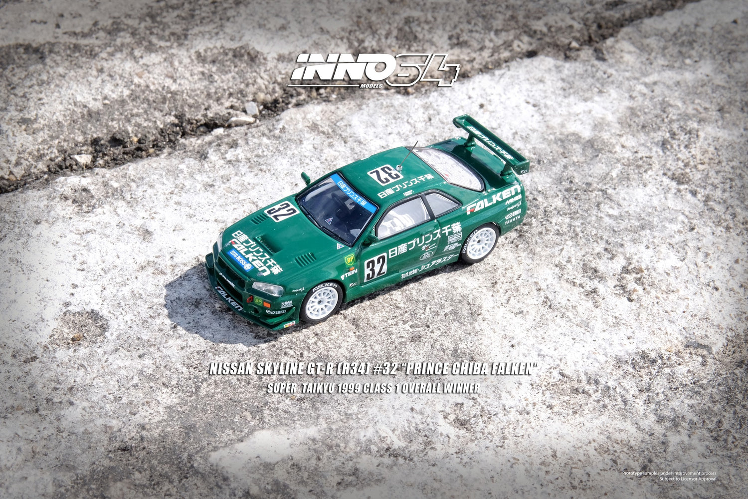 INNO64 1:64 Nissan Skyline GT-R (R34) #32 "PRINCE CHIBA FALKEN" Super Taikyu 1999 Class 1 Overall Winner