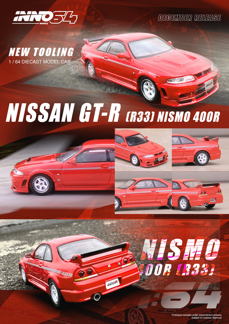 INNO64 1:64 Nissan Skyline GT-R (R33) NISMO 400R in Super Clear Red II