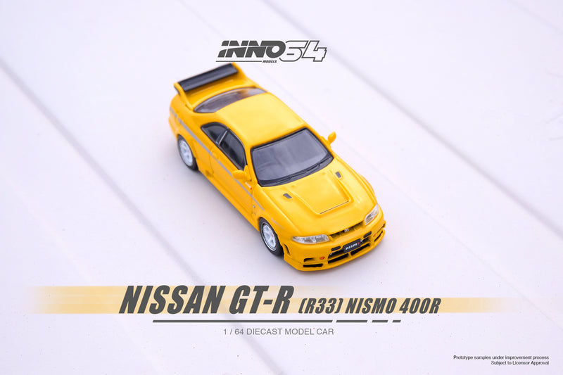 INNO64 1:64 Nissan Skyline GT-R (R33) NISMO 400R in Lightning Yellow
