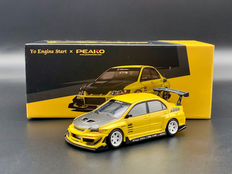 Peako Models 1:64 Mitsubishi Lancer Evolution IX Varis Edition in Yellow Metallic