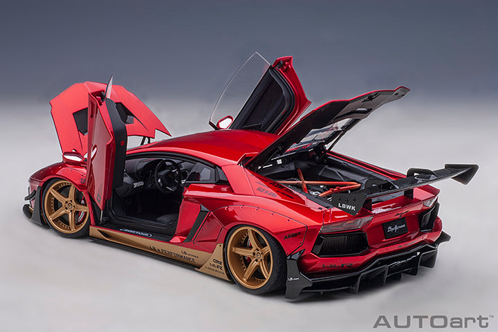 AUTOart 1:18 Liberty Walk Lamborghini Aventador Limited Edition in Hyper Red with Gold Accents