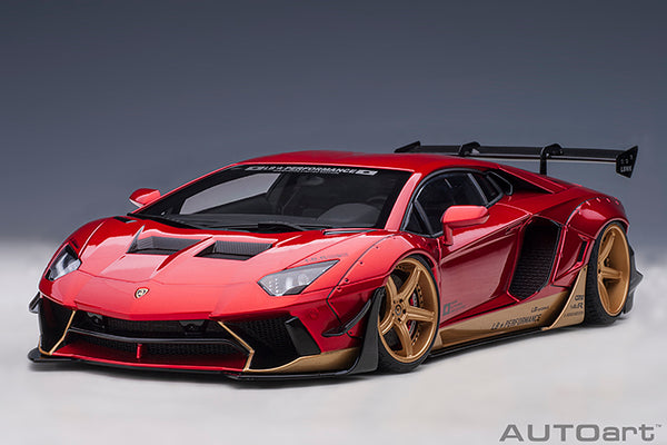 AUTOart 1:18 Liberty Walk Lamborghini Aventador Limited Edition in Hyper Red with Gold Accents