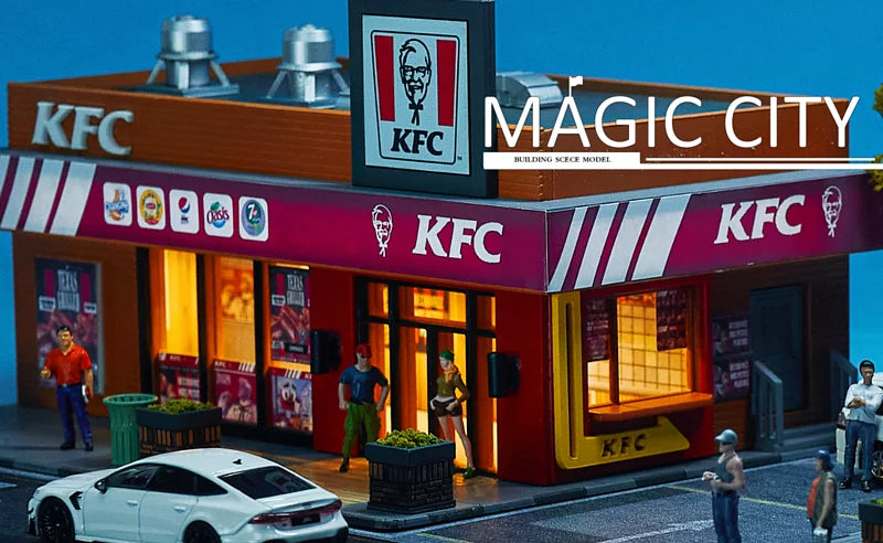 Magic City 1:64 Restaurant and Parking Lot Diorama