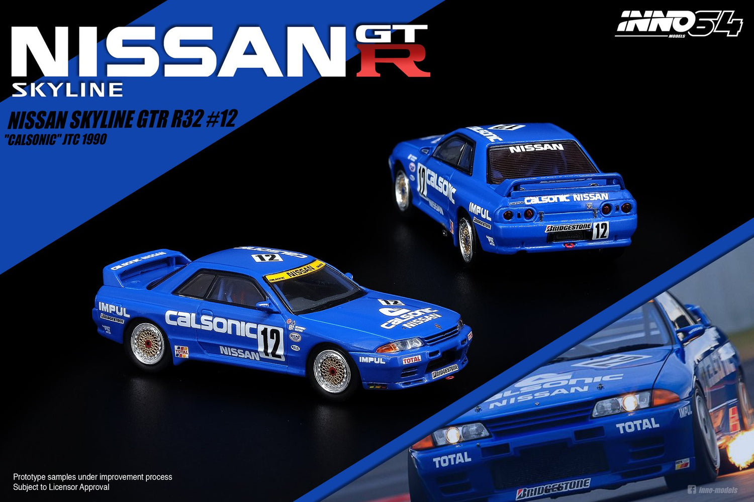 INNO Models 1:64 Nissan Skyline GTR R32 #12 Calsonic JTC 1990