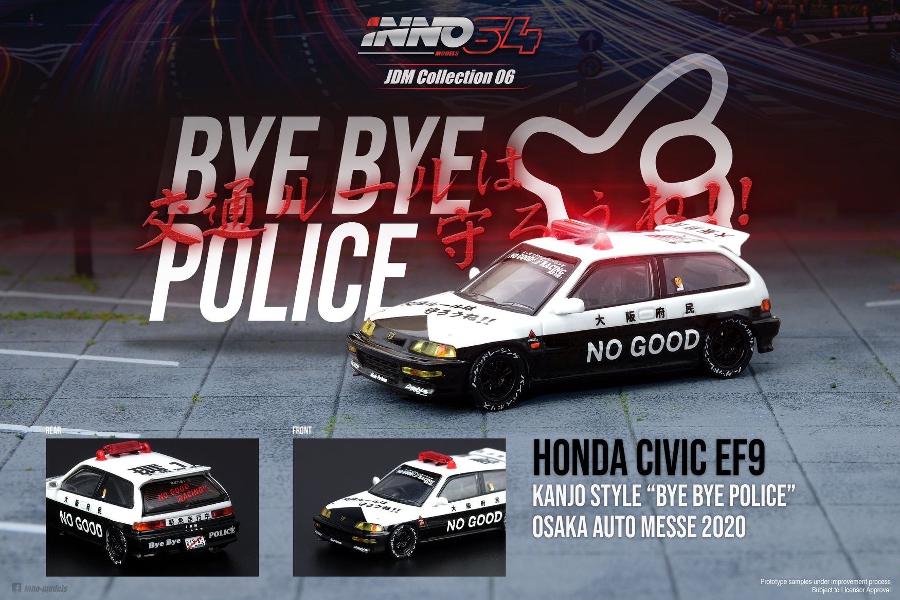 INNO Models 1:64 Honda Civic EF9 No Good Racing Osaka Auto