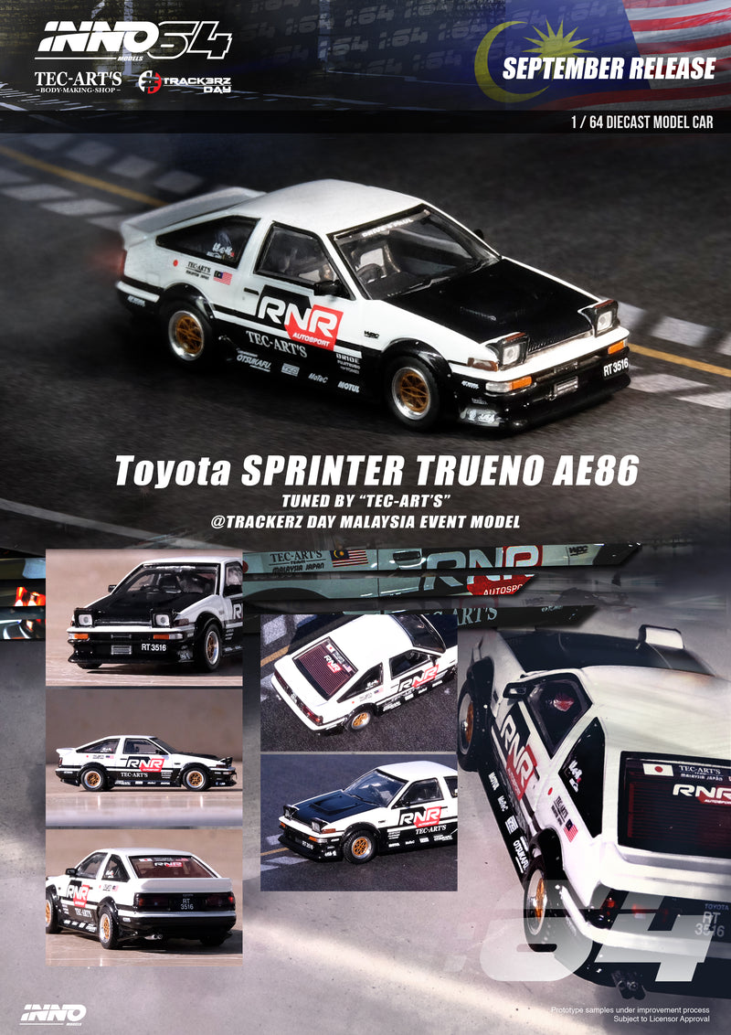 INNO64 1:64 Toyota Sprinter Trueno AE86 Tuned by "TEC-ART" @TrackerZ Day Malaysia Special Event Model