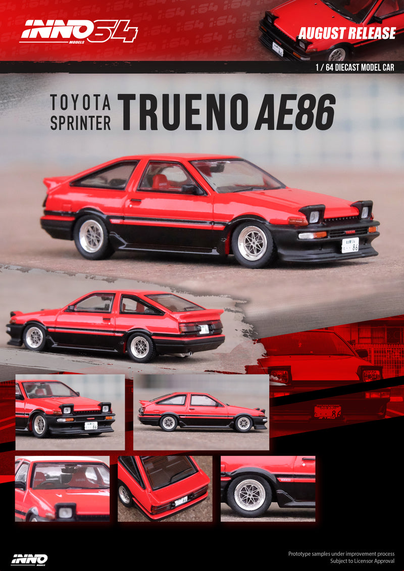 INNO64 1:64 Toyota Sprinter Trueno AE86 in Red