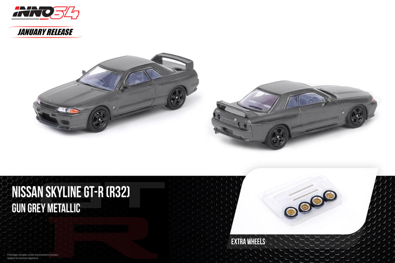 INNO Models 1:64 Nissan Skyline GTR R32 Gun Grey Metallic
