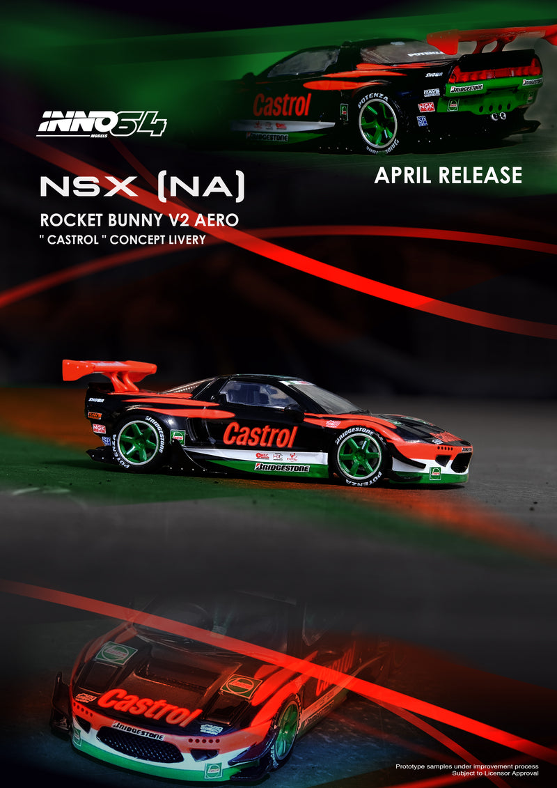 INNO64 1:64 Honda NSX (NA1) Auto Fashion Rocket Bunny V2 Aero "CASTROL" Concept Livery