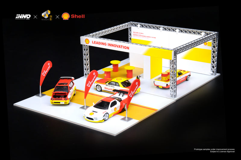 INNO64 1:64 Shell Collection Kiosk and Model Cars Set