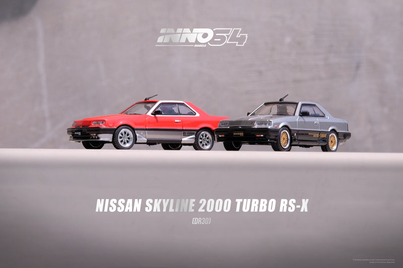 INNO64 1:64 Nissan Skyline 2000 Turbo RS-X (DR30) in Red / Silver