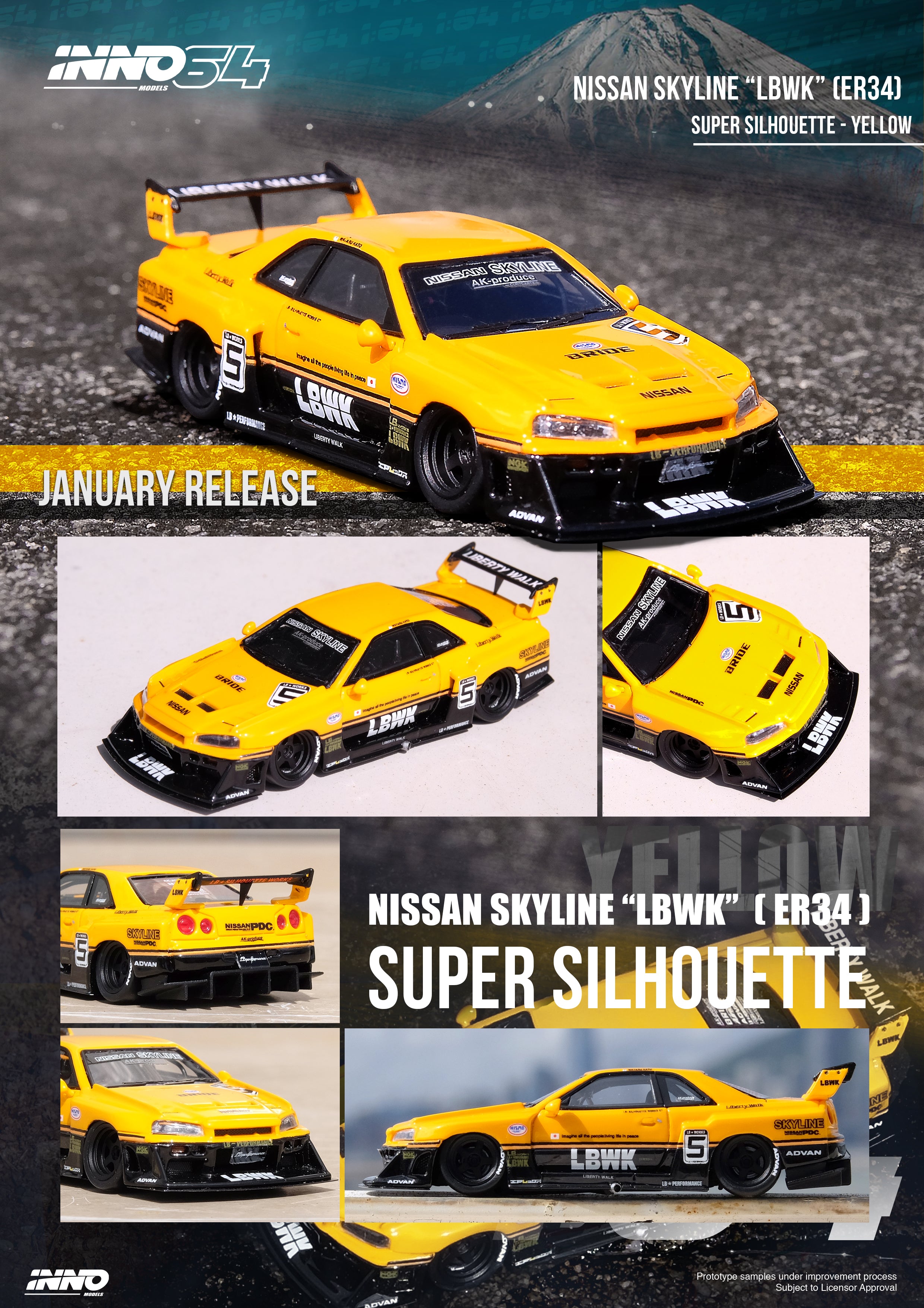 INNO64 1:64 Nissan Skyline (ER34) Super Silhouette 