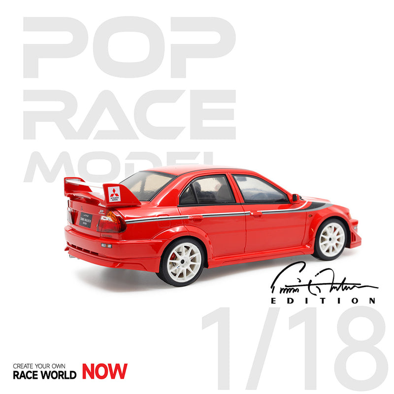 Pop Race 1/18 Mitshubishi Evolution 6.5 Tommi Makinen Edition in Red