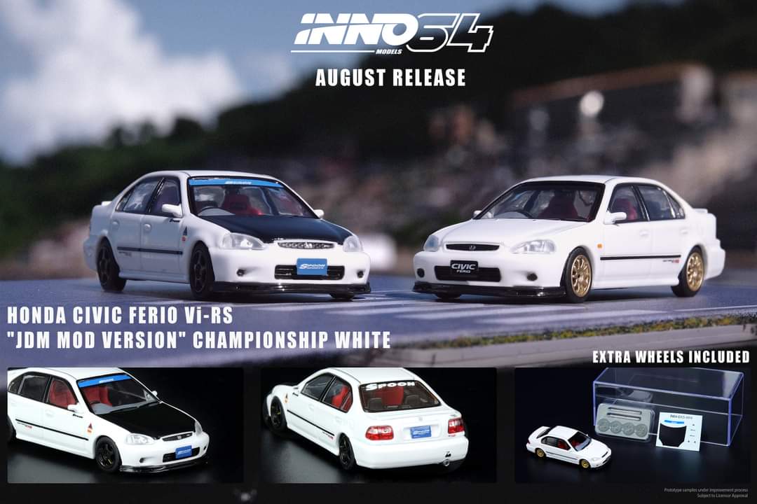 期間限定セール Mod JDM Vi-RS Ferio Civic Honda 1:64 INNO64 Version White in ミニカー