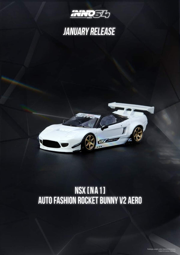 INNO64 1:64 Honda NSX (NA1) Auto Fashion Rocket Bunny V2 Aero in White