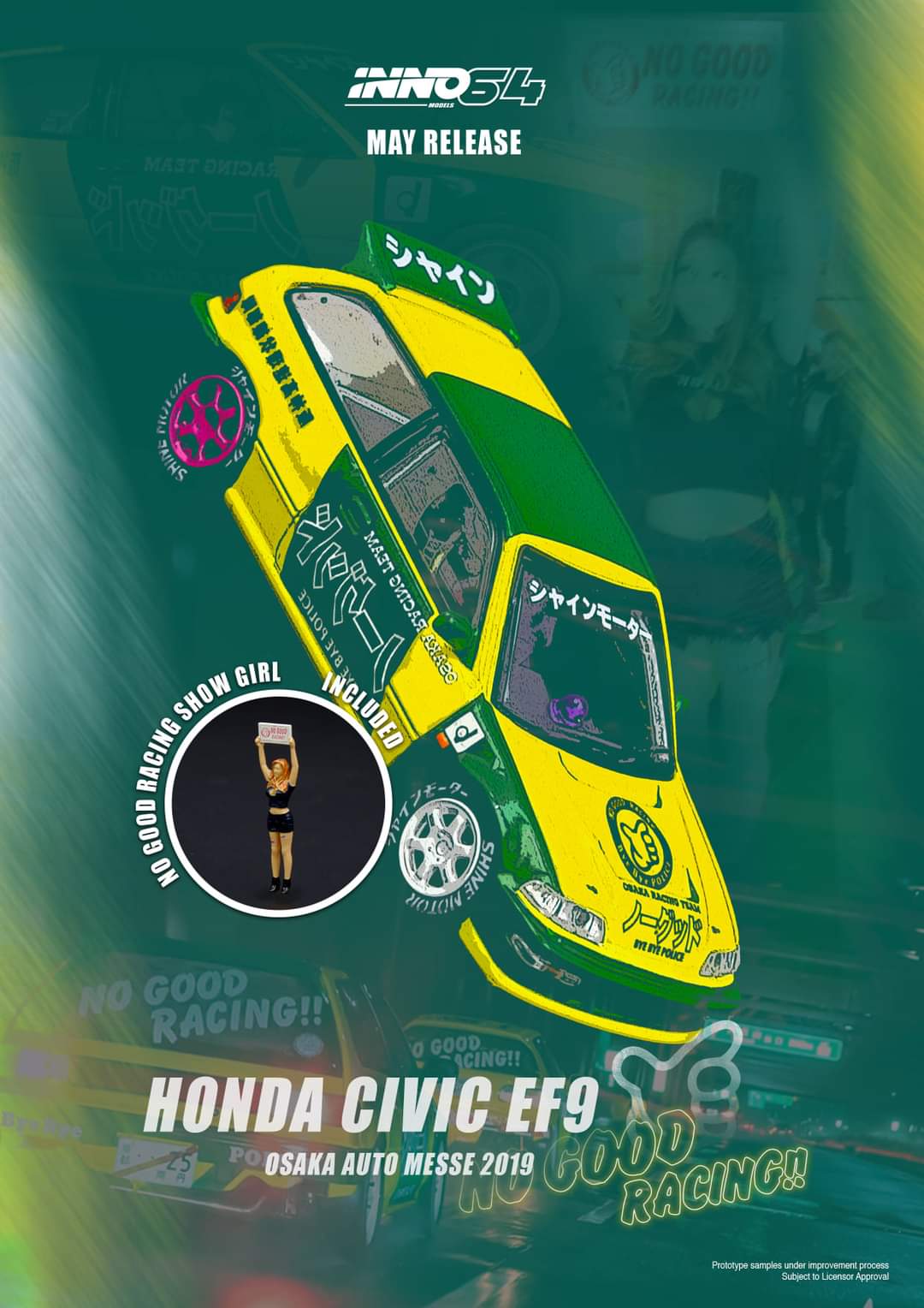 新品本物 INNO64 1:64 Honda Civic EF9 No Good Racing Osaka Auto Messe ミニカー
