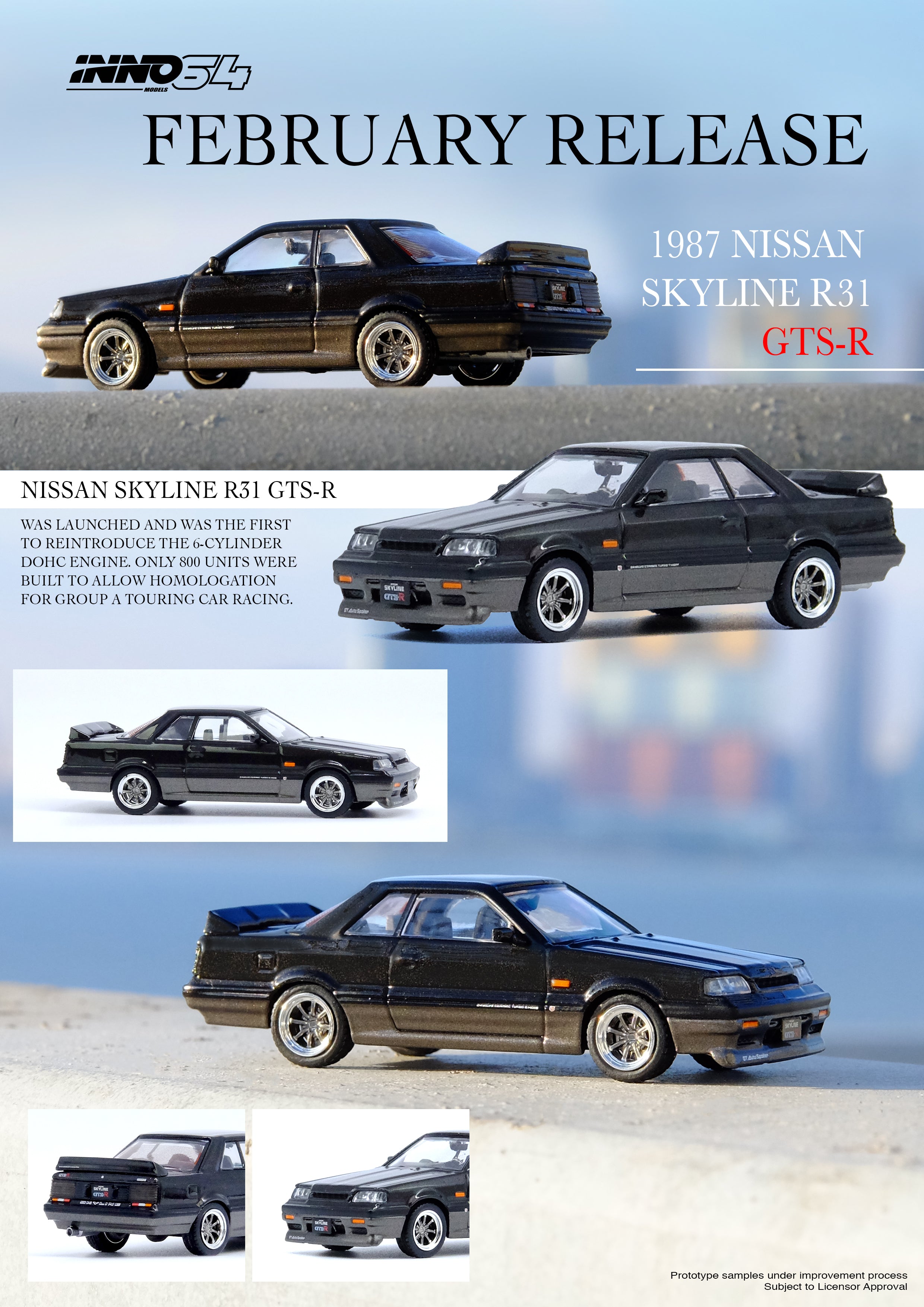 PREORDER* INNO Models 1:64 Nissan Skyline GTS-R (R31) in Black
