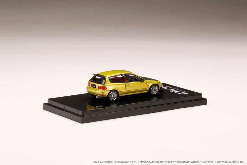 Hobby Japan 1:64 Honda Civic (EG6) SiR Ⅱ with JDM Style in Yellow Metallic