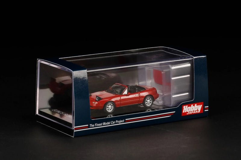 Hobby Japan 1:64 Mazda Eunos Roadster (NA6CE) in Classic Red with Open Headlights