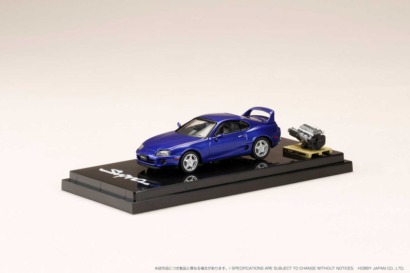 Hobby Japan 1:64 Toyota Supra RZ (A80) in Blue Mica Metallic with Engine Display Model